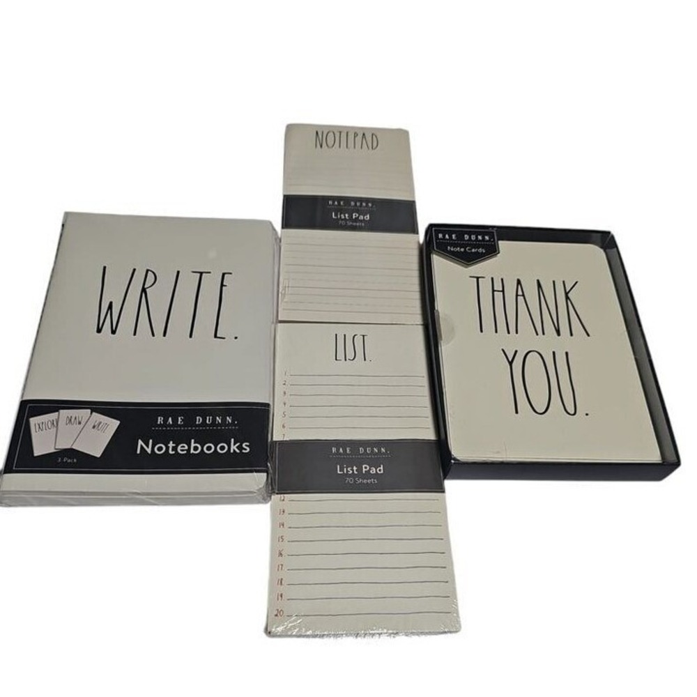 Rae Dunn‎ Minimalist Stationery Set - Write, List, Thank You Notebooks